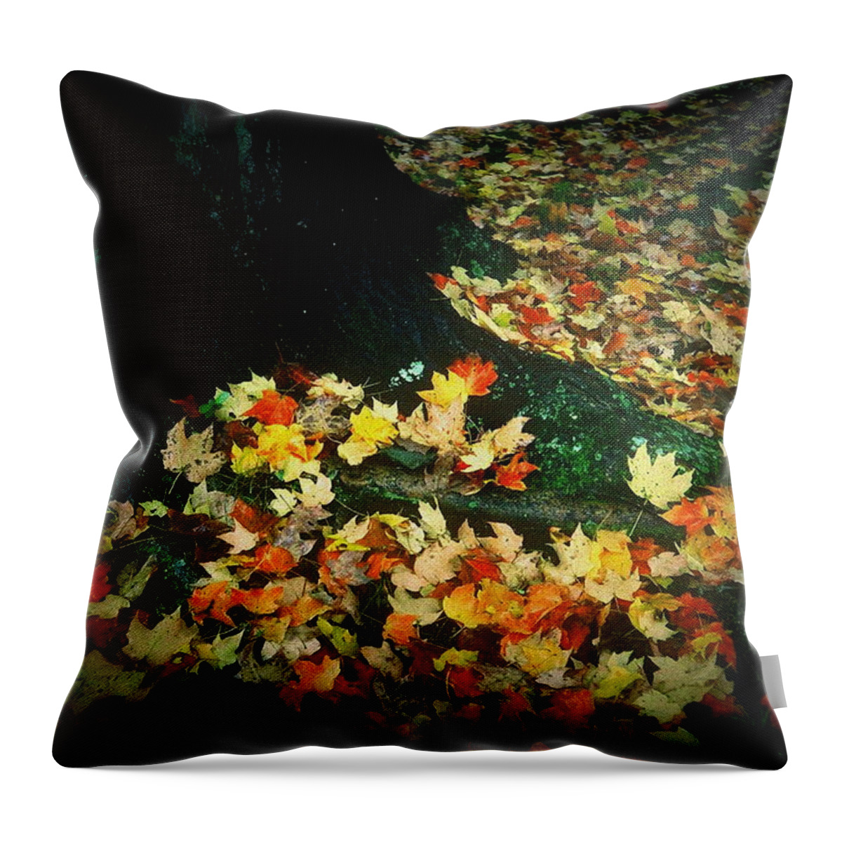 Fine Art Throw Pillow featuring the photograph Leaves at Base of tree by Rodney Lee Williams