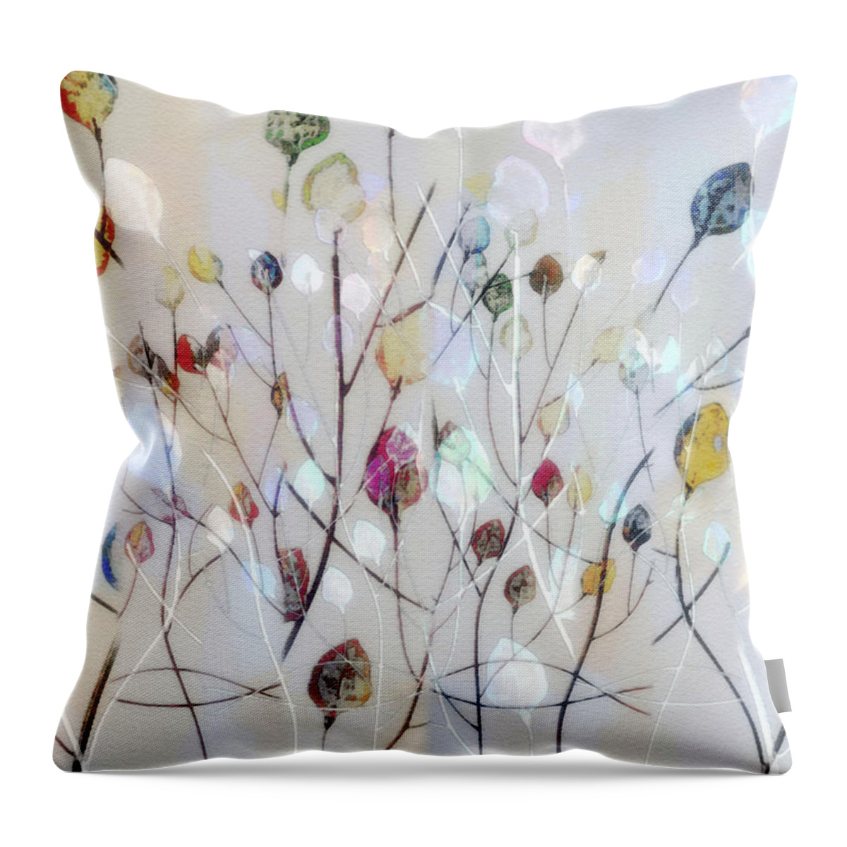 Leaves Throw Pillow featuring the digital art Leaves of Color by Nina Bradica
