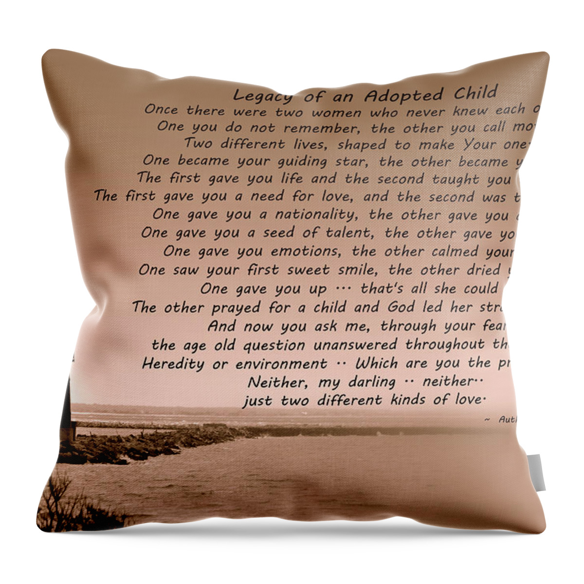 Lighthouse Throw Pillow featuring the mixed media Legacy Of An Adopted Child by Trish Tritz
