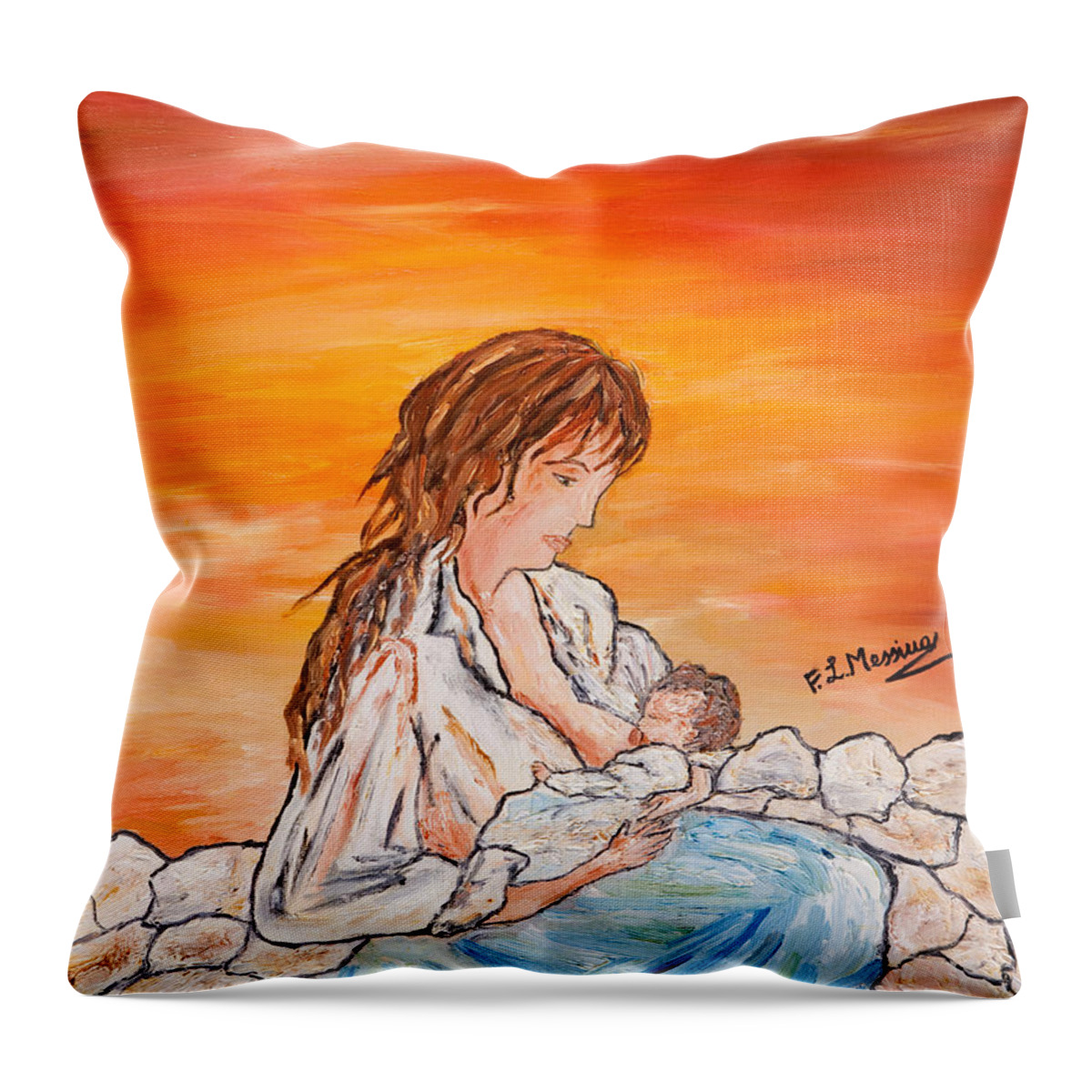 Loredana Messina Throw Pillow featuring the painting Legame continuo by Loredana Messina