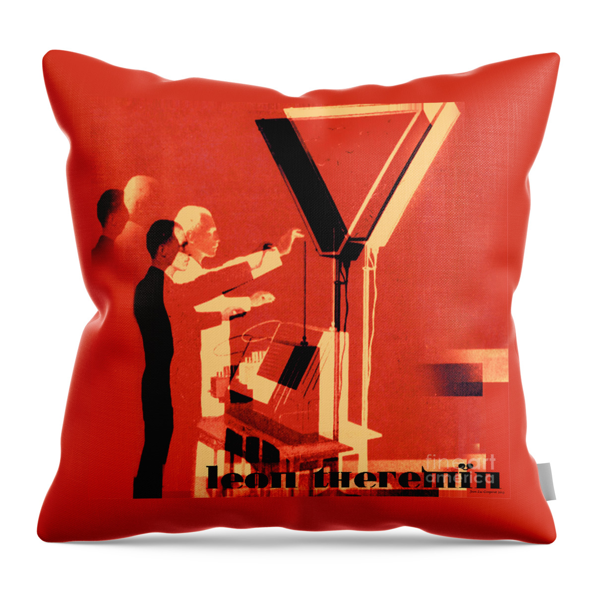 Theremin Throw Pillow featuring the digital art Leon Theremin by Jean luc Comperat