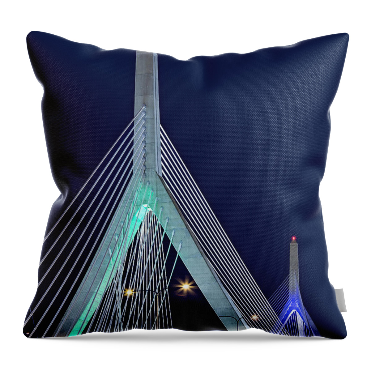 Zakim Throw Pillow featuring the photograph Leonard P. Zakim Bunker Hill Memorial Bridge II by Susan Candelario