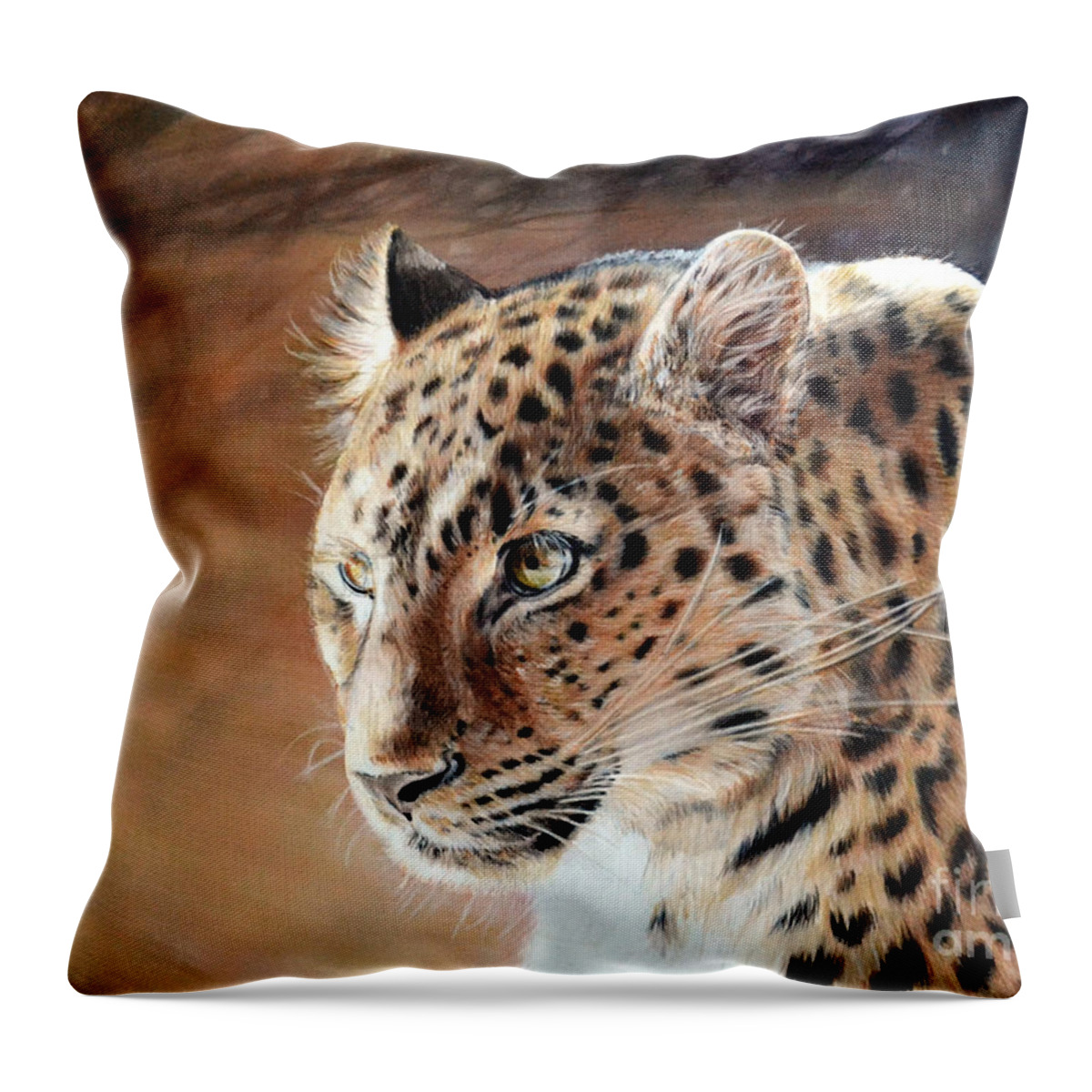 Leopard Throw Pillow featuring the painting The Haunting by Lachri