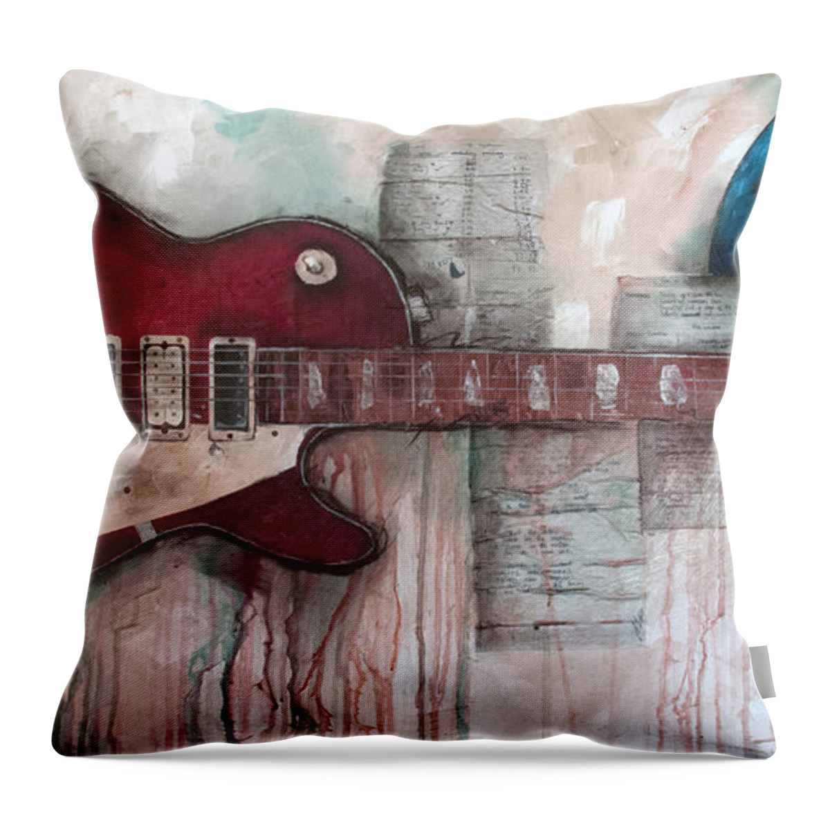 The Who Throw Pillow featuring the painting Les Paul number 5 by Sean Parnell