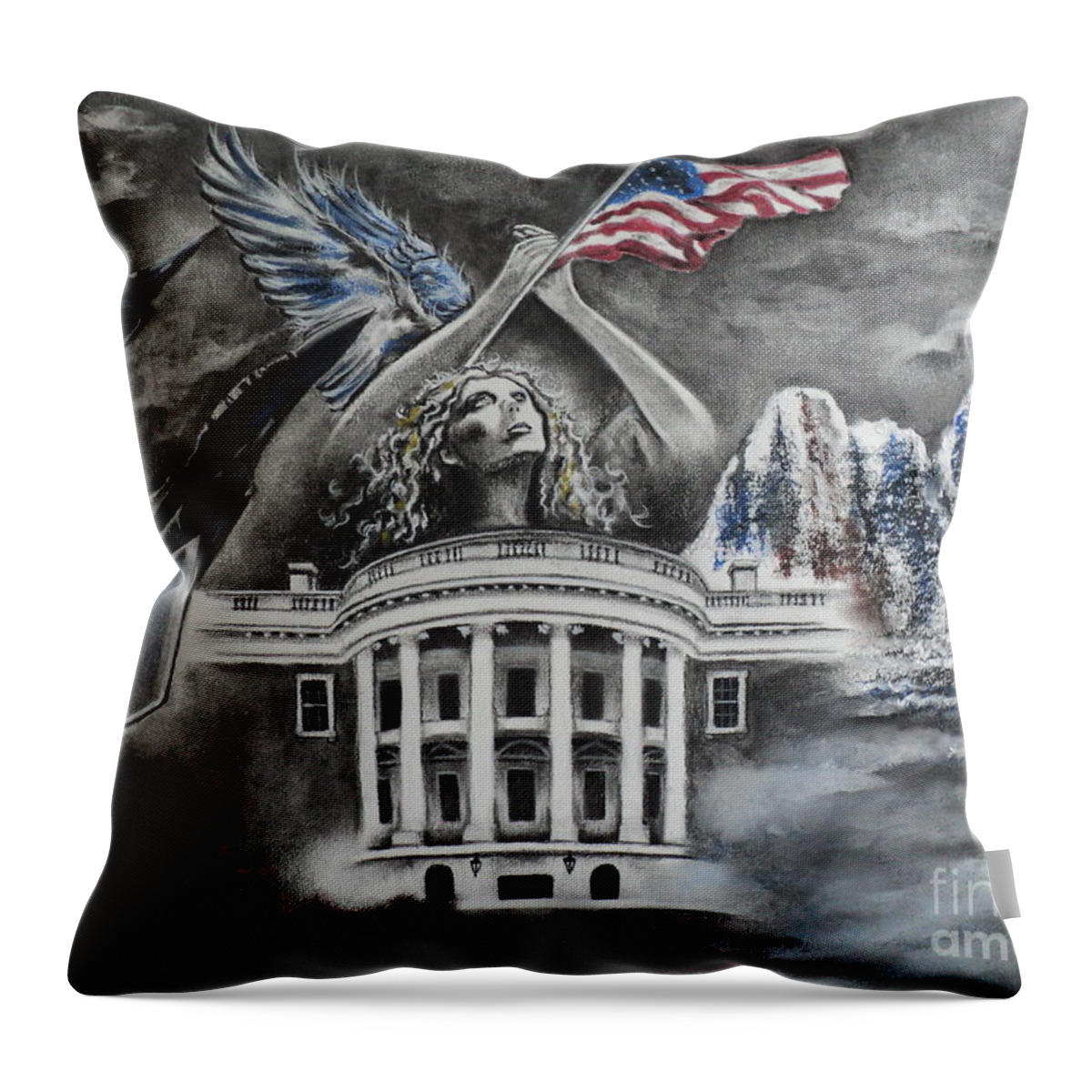 Military Throw Pillow featuring the drawing Let Freedom Ring by Carla Carson
