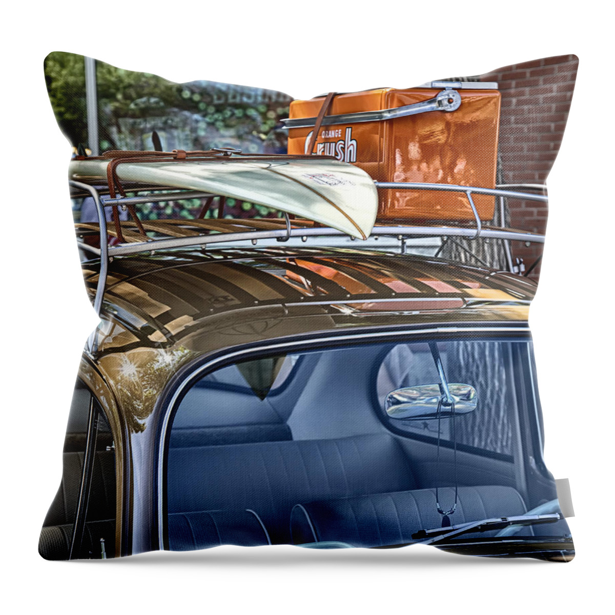 Volkswagon Throw Pillow featuring the photograph Let's Go Surfing by Theresa Tahara