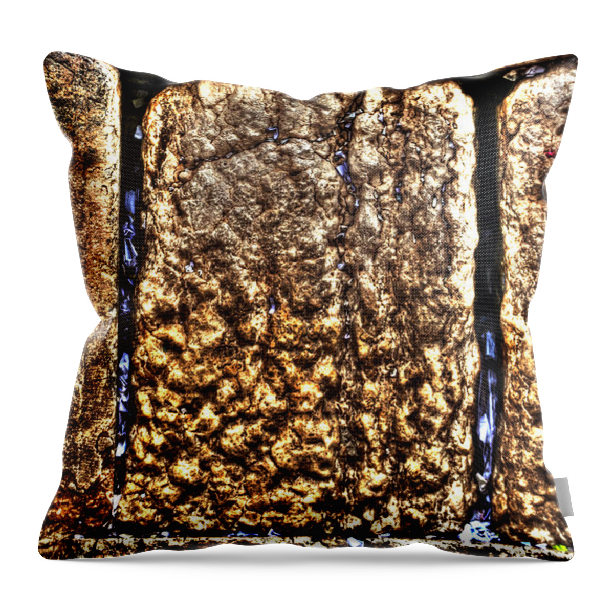 Western Wall Throw Pillow featuring the photograph Letters In The Wailing Wall by Doc Braham