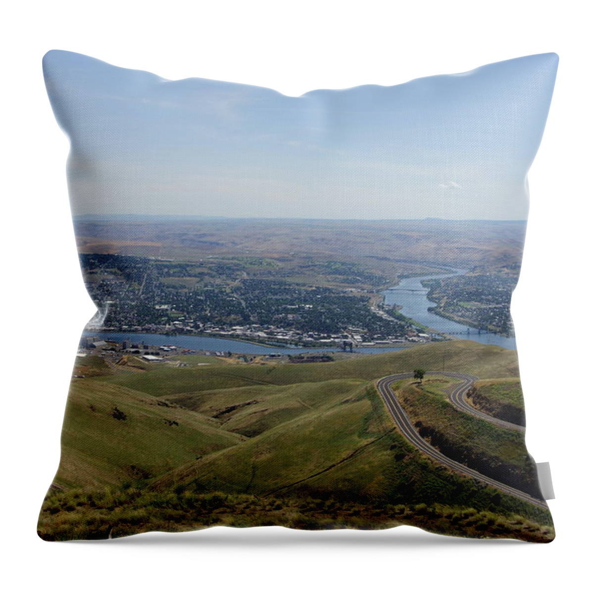 Lewiston Idaho Throw Pillow featuring the photograph Lewiston Idaho and Clarkston Washington by Ron Roberts