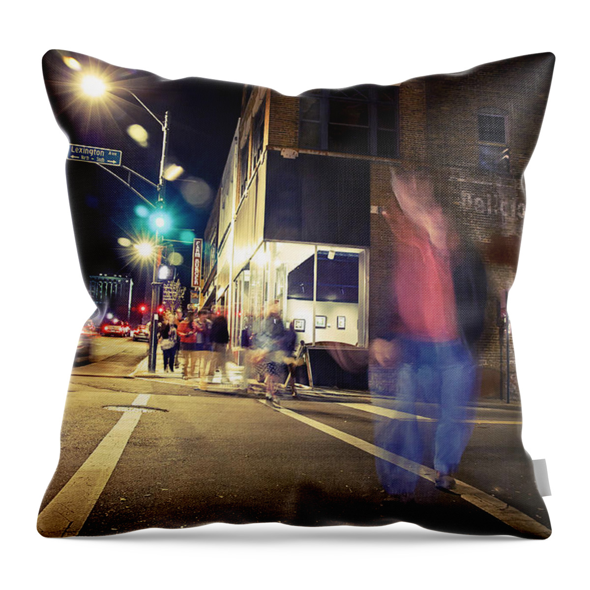 Street Photography Throw Pillow featuring the photograph Lexington Avenue Asheville North Carolina Street Photography by Gray Artus