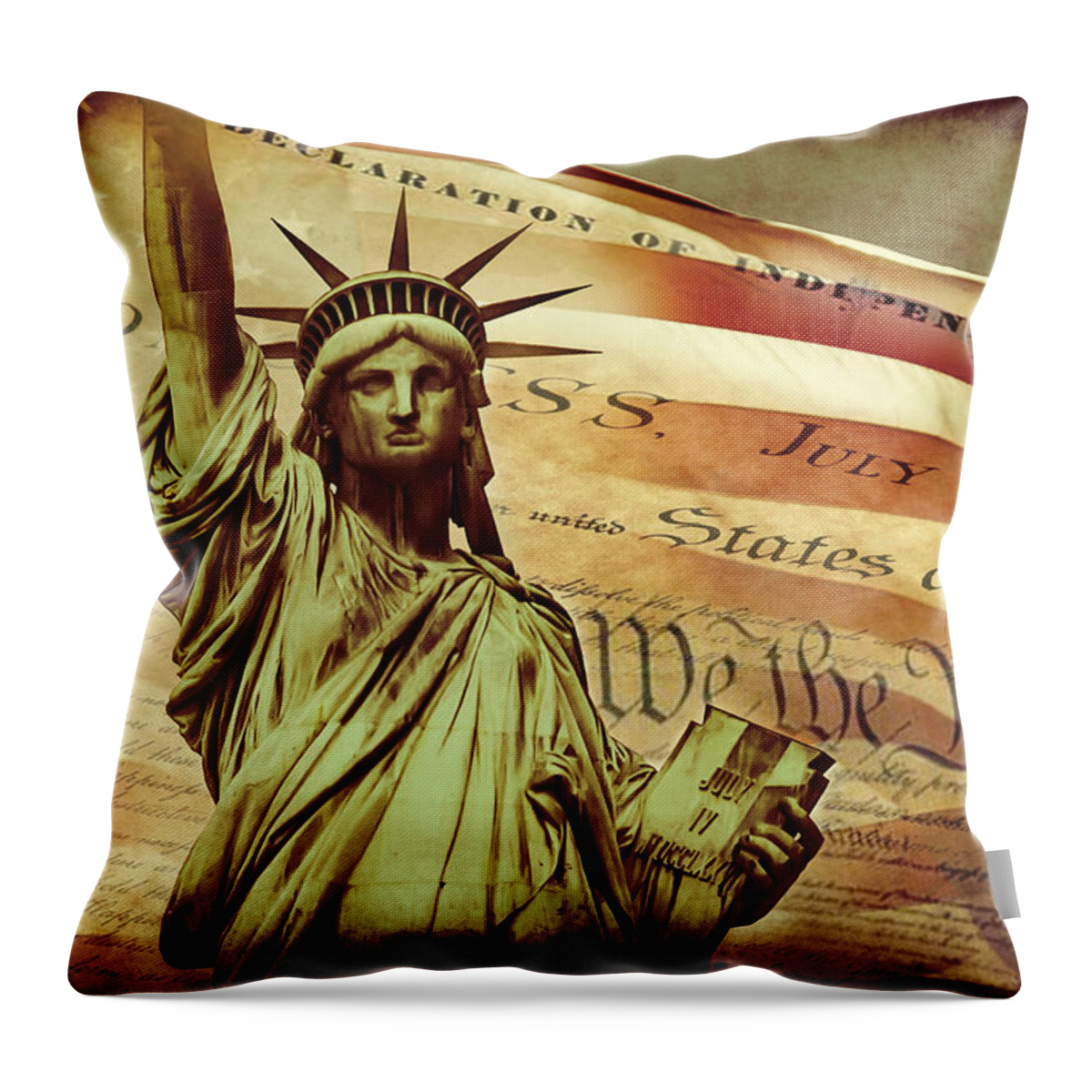 Statue Of Liberty Throw Pillow featuring the digital art Declaration Of Independence by Az Jackson