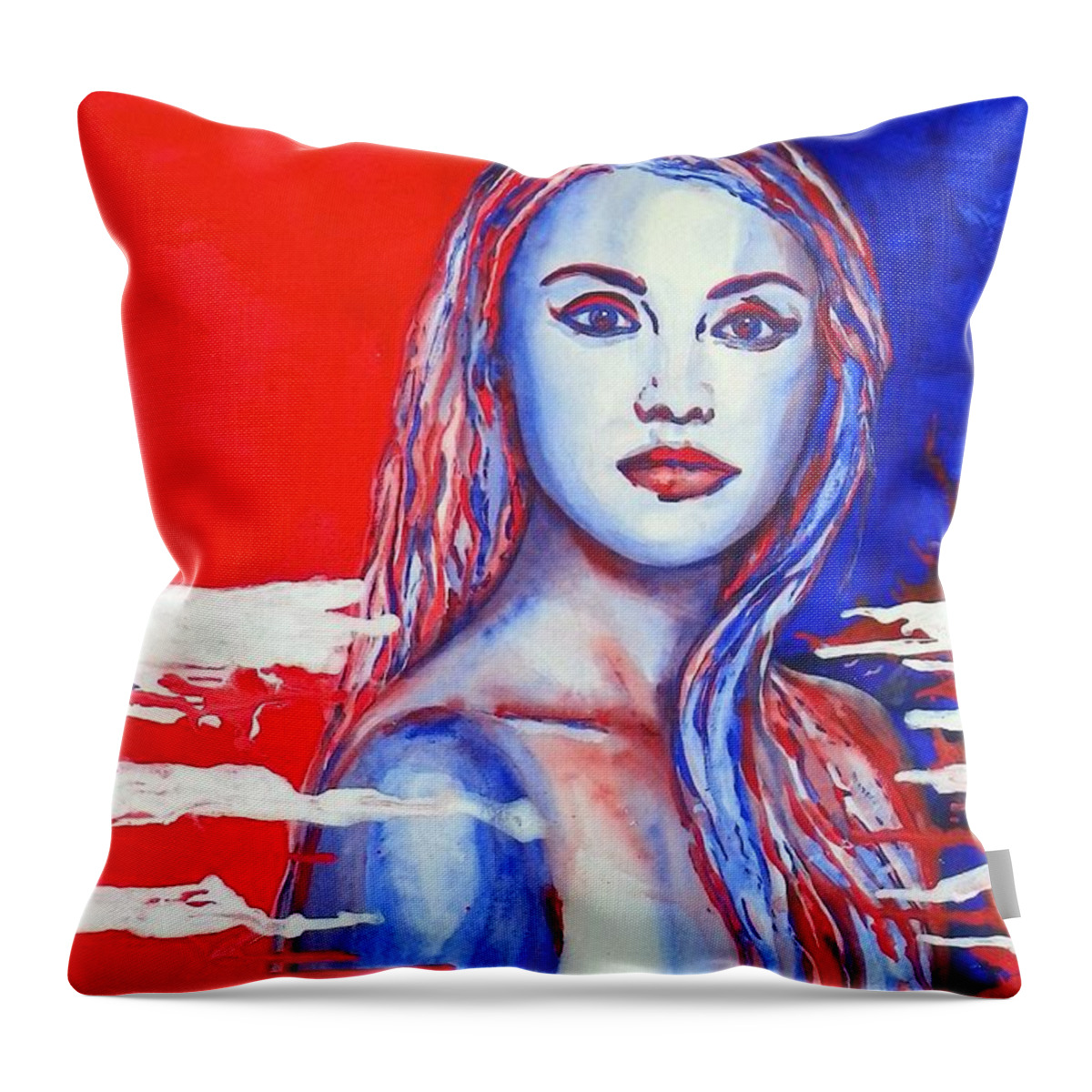America's Freedom Throw Pillow featuring the painting Liberty American Girl by Anna Ruzsan
