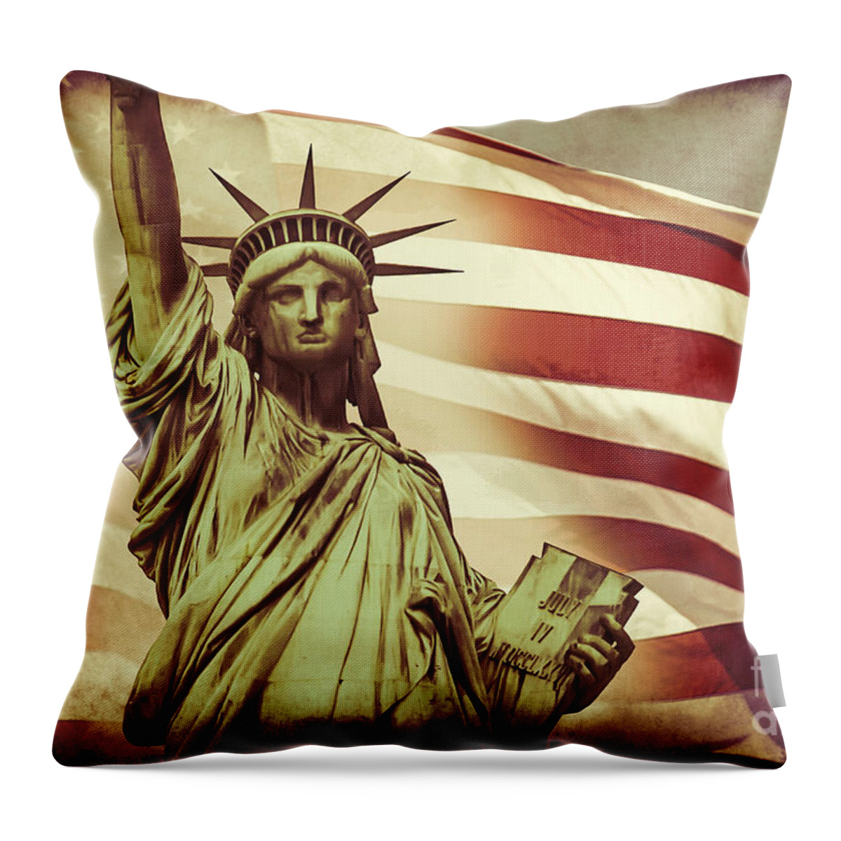 Statue Of Liberty Throw Pillow featuring the digital art Liberty by Az Jackson