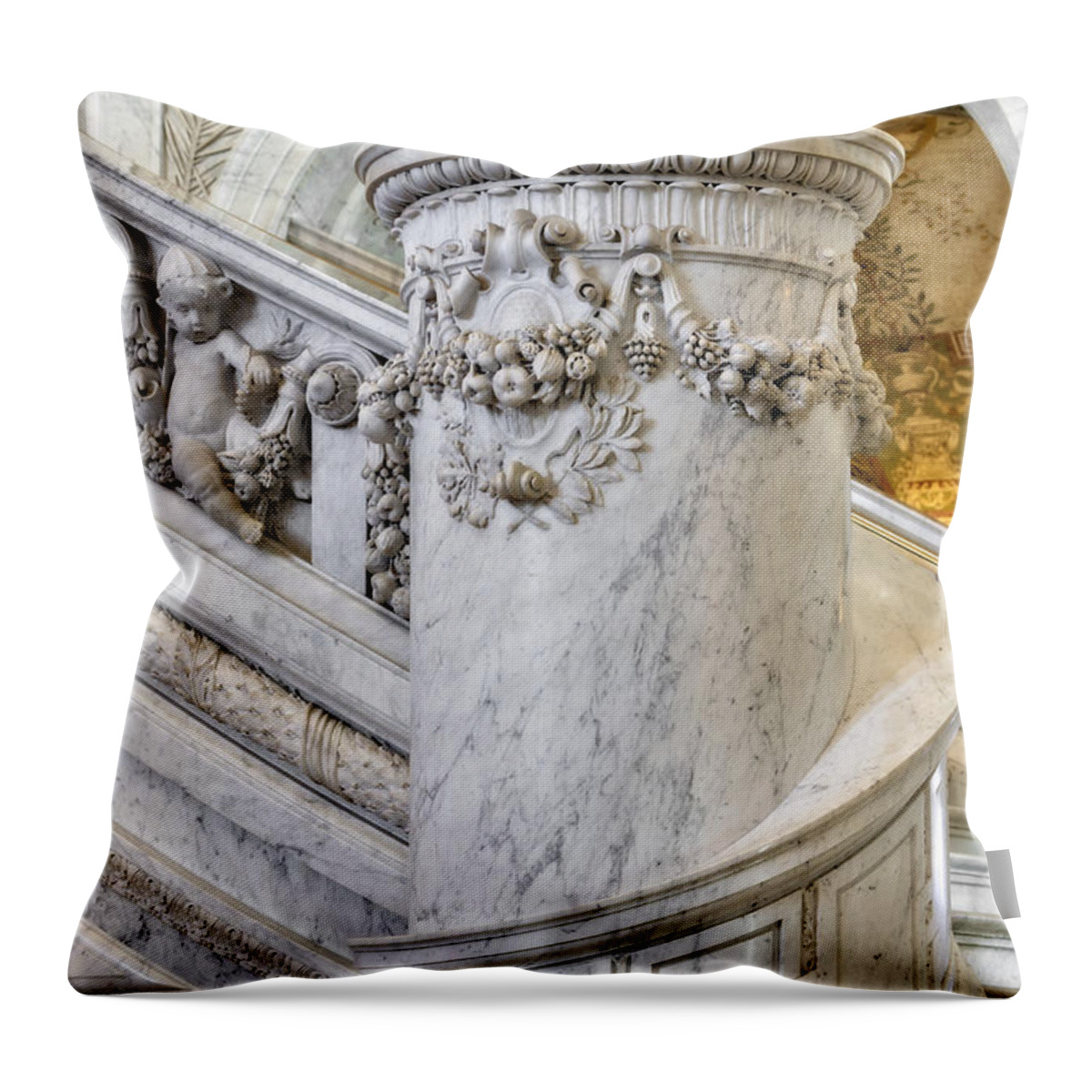 Us Library Of Congress Throw Pillow featuring the photograph Library Of Congress Cherubs by Susan Candelario