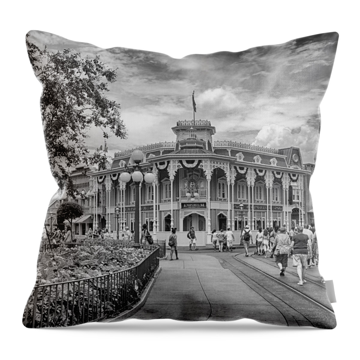 Disney Throw Pillow featuring the photograph Life on Main Street by Howard Salmon