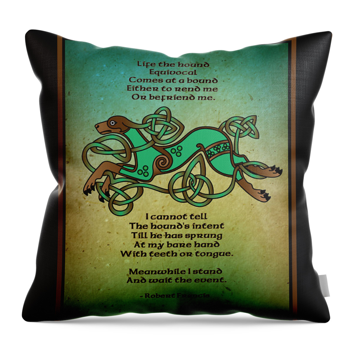 Hound Throw Pillow featuring the digital art Life the Hound by Celtic Artist Angela Dawn MacKay