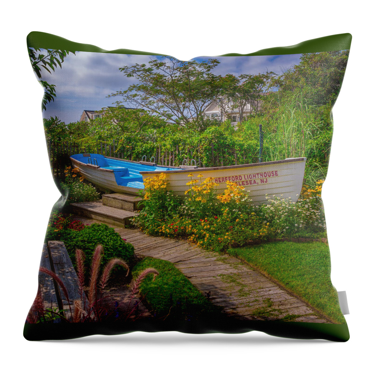 Lifeboat Throw Pillow featuring the photograph Lifeboat Seating by Richard Goldman