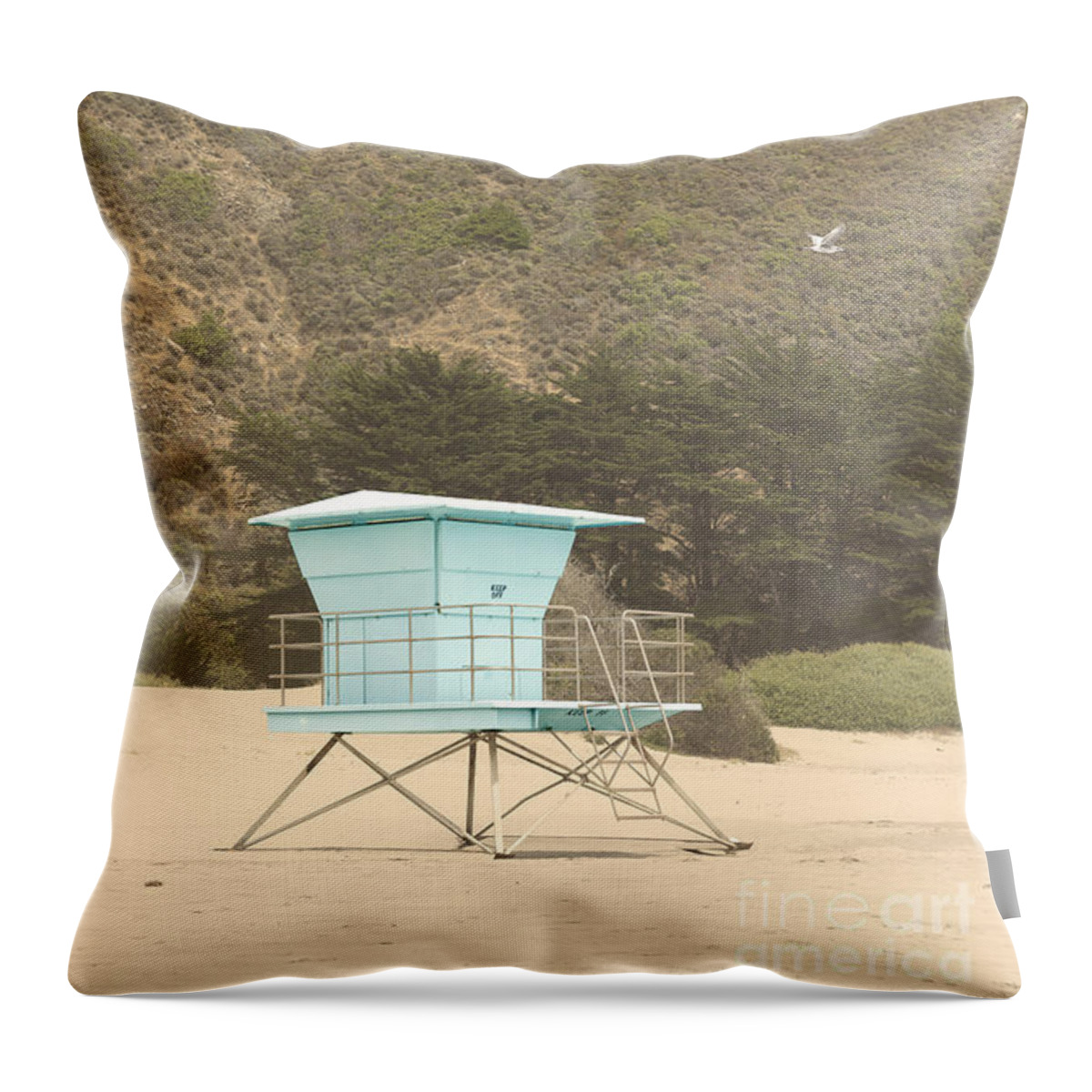 California Throw Pillow featuring the photograph Lifeguard station by Cindy Garber Iverson