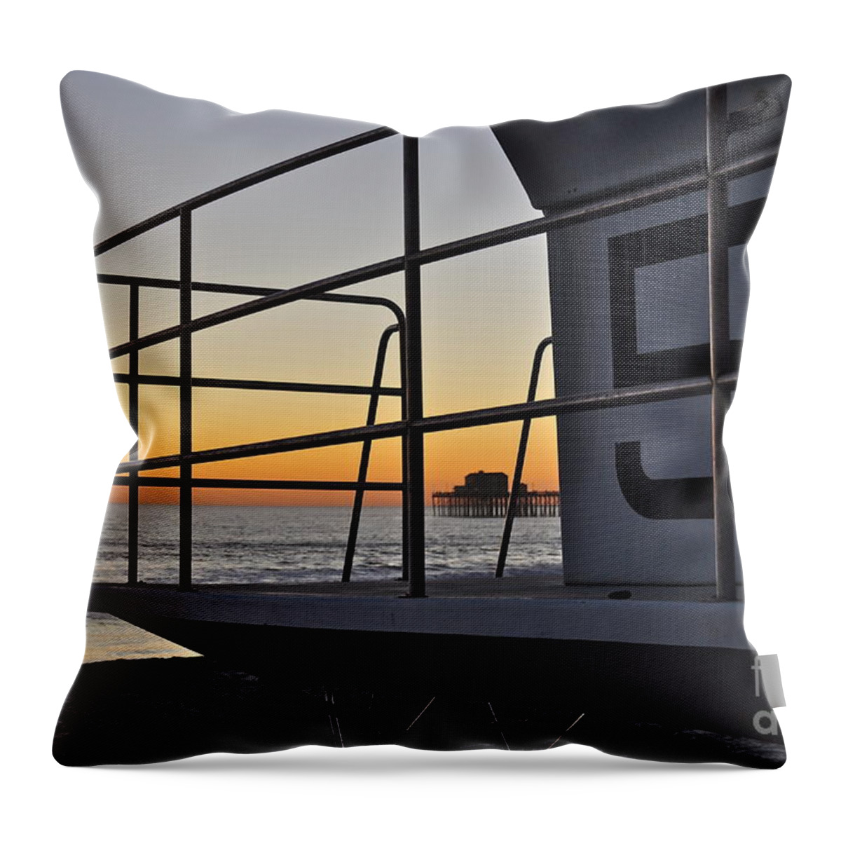 Oceanside Throw Pillow featuring the photograph Lifeguard Tower 5 by Bridgette Gomes