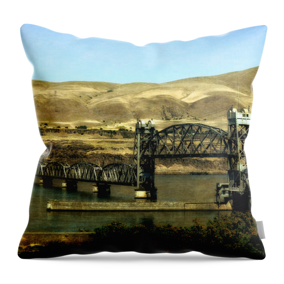 Pacific Northwest Throw Pillow featuring the photograph Lift Bridge over the Columbia River by Michelle Calkins