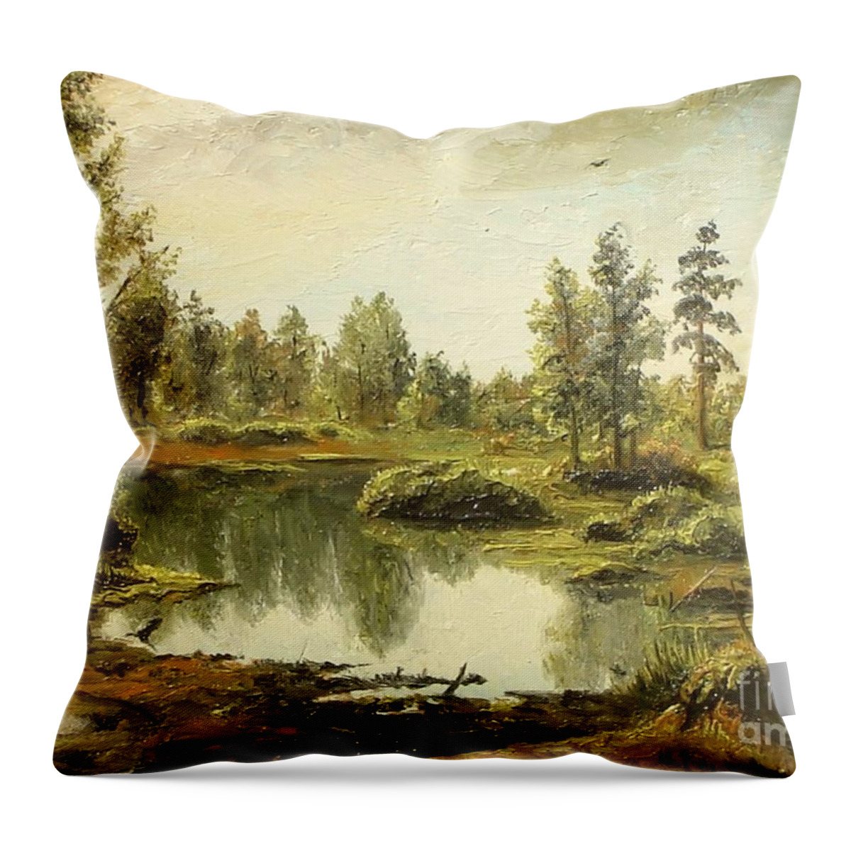 Summer Throw Pillow featuring the painting Light after the storm by Sorin Apostolescu