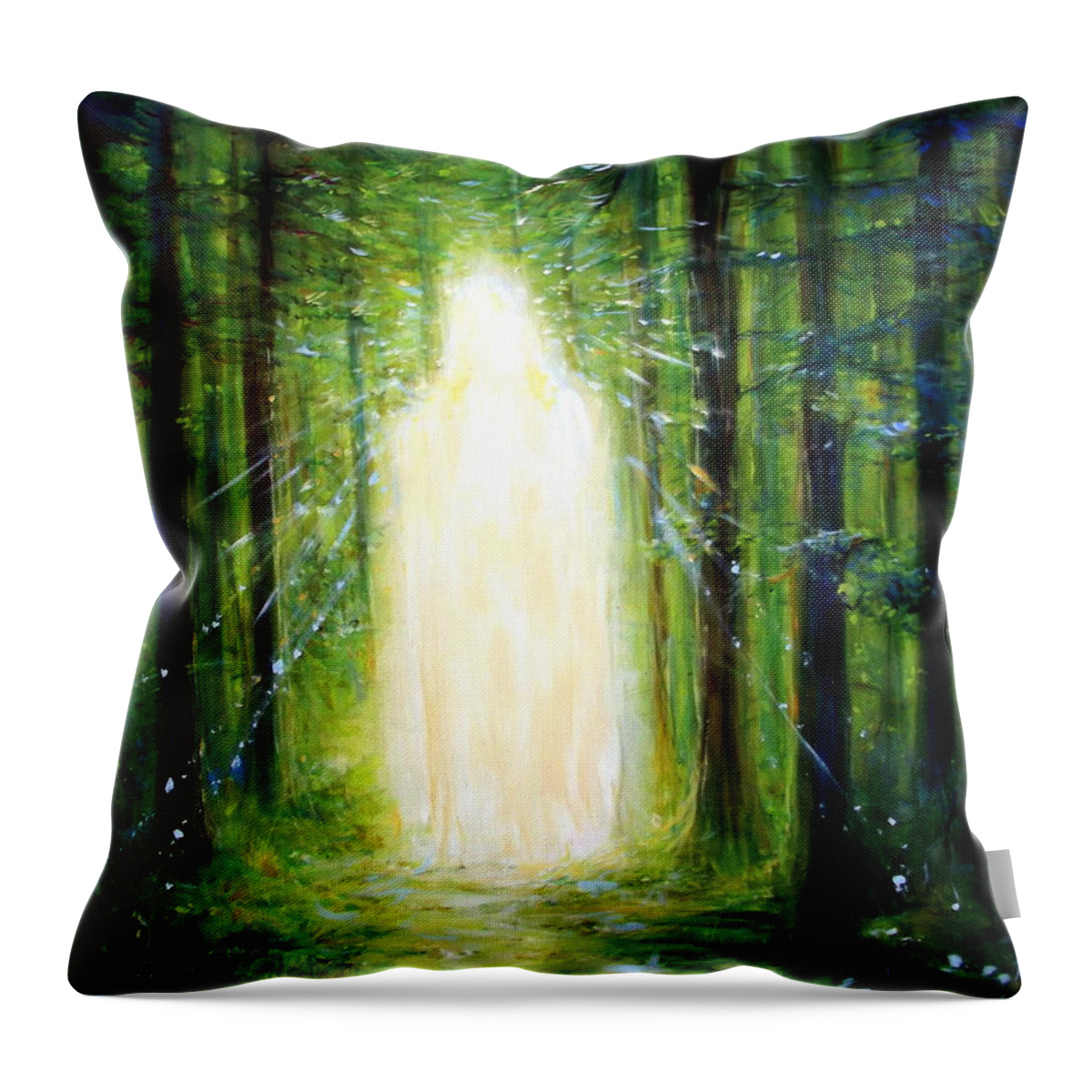 Meditation Throw Pillow featuring the painting Light in the Garden by Heather Calderon