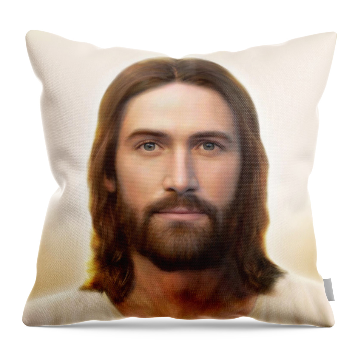 #faatoppicks Throw Pillow featuring the painting Light of the World by Brent Borup