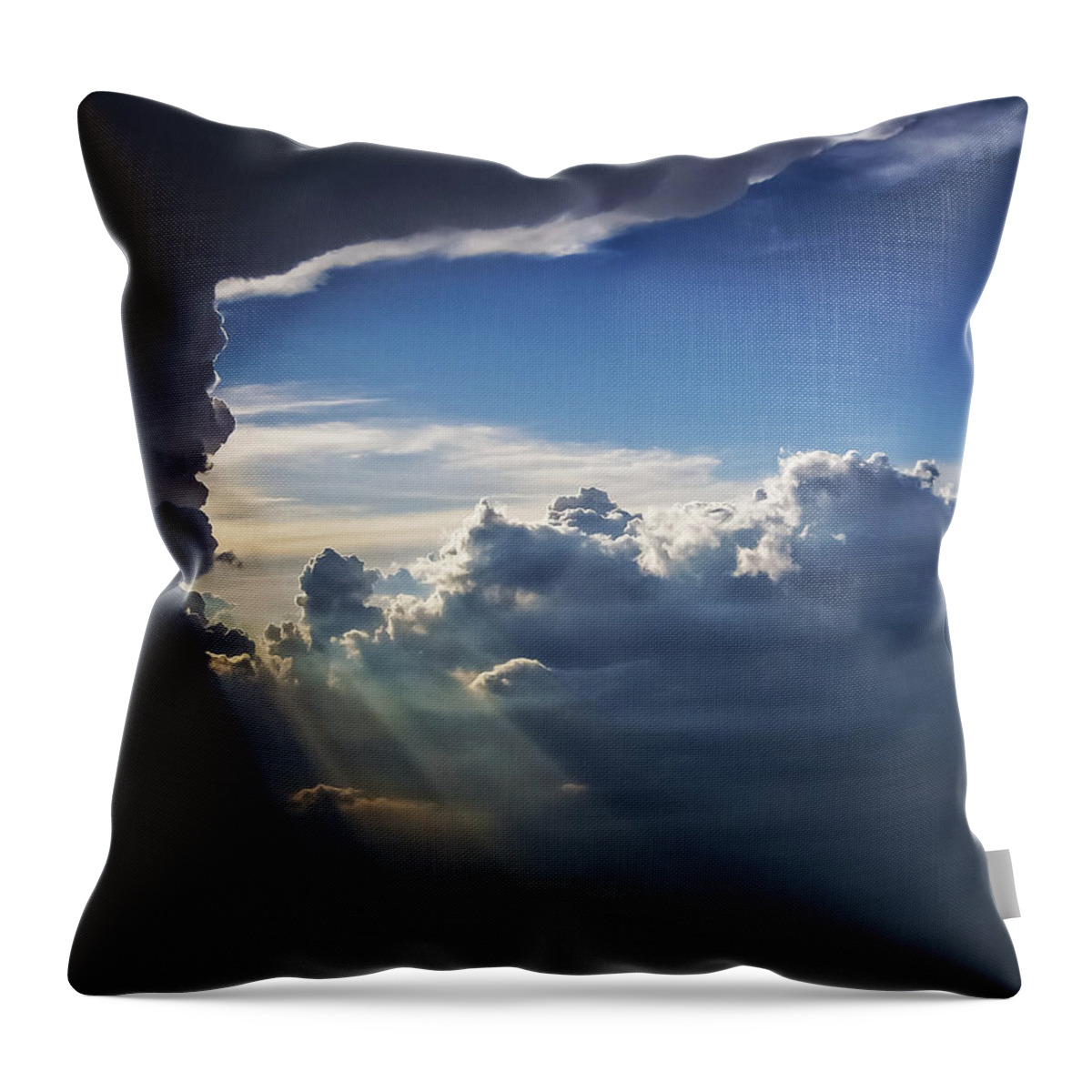 Light Shafts From Thunderstorm Throw Pillow featuring the photograph Light Shafts from Thunderstorm II by Greg Reed