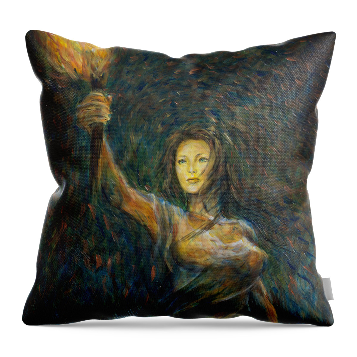 Liberty Throw Pillow featuring the painting Light Up This Town by Nik Helbig