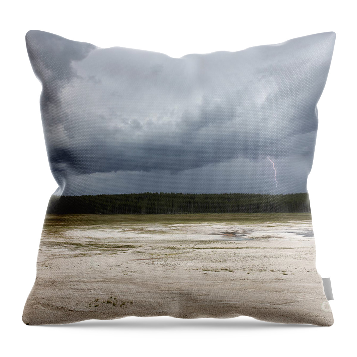 Lightening Throw Pillow featuring the photograph Lightening at Yellowstone by Belinda Greb