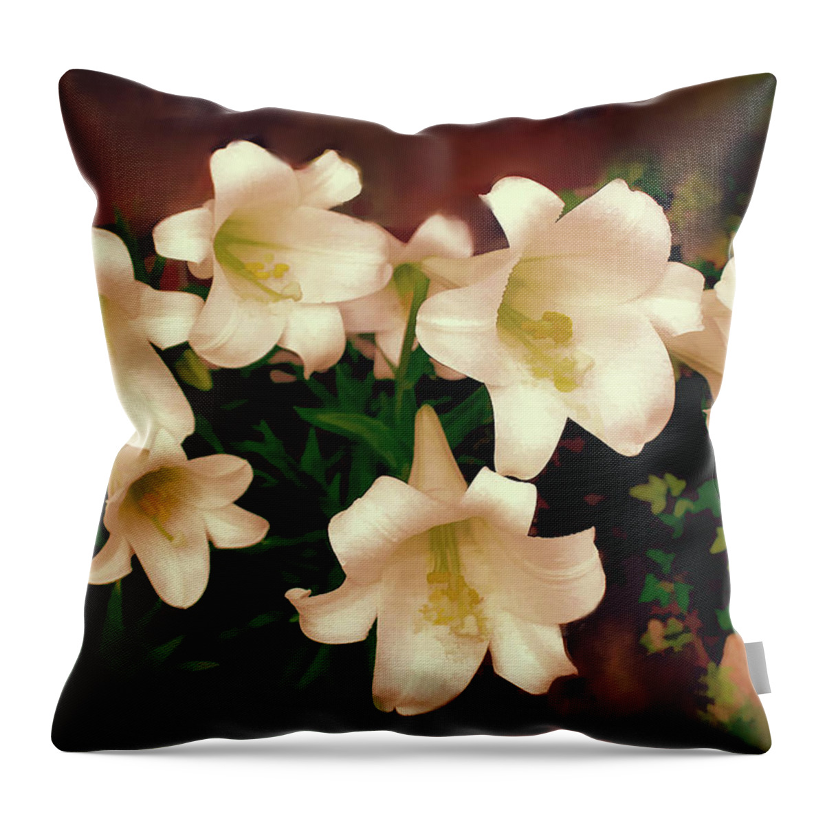 Lilies Throw Pillow featuring the photograph Lilies Aglow by Bonnie Willis