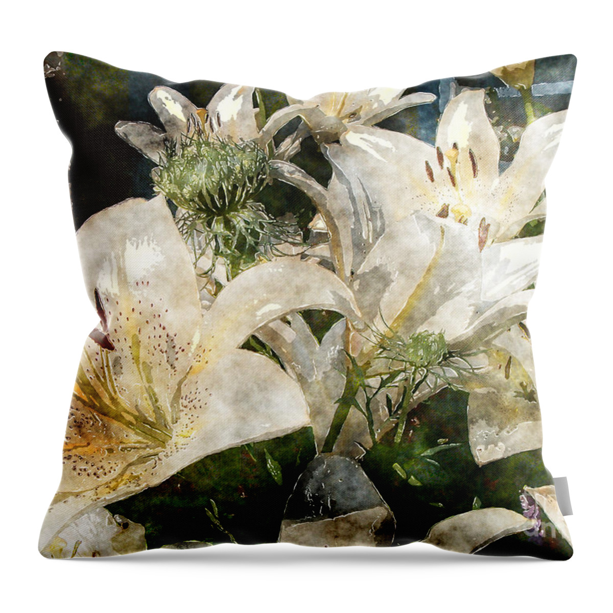 Lily Throw Pillow featuring the photograph Lilies for Easter by Claire Bull