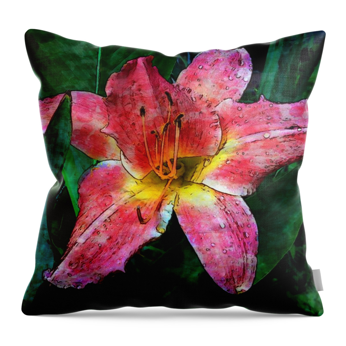 Daylily Throw Pillow featuring the photograph Lilly of the Rain by John Duplantis