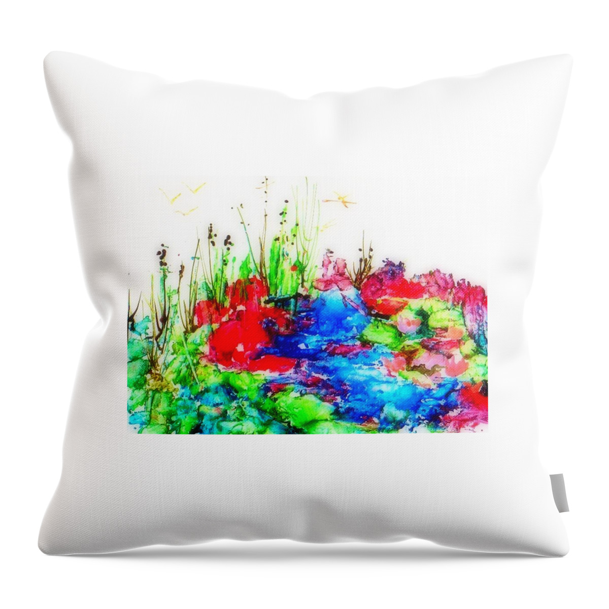 Lilies Throw Pillow featuring the painting Lilypond by Angelina Whittaker Cook