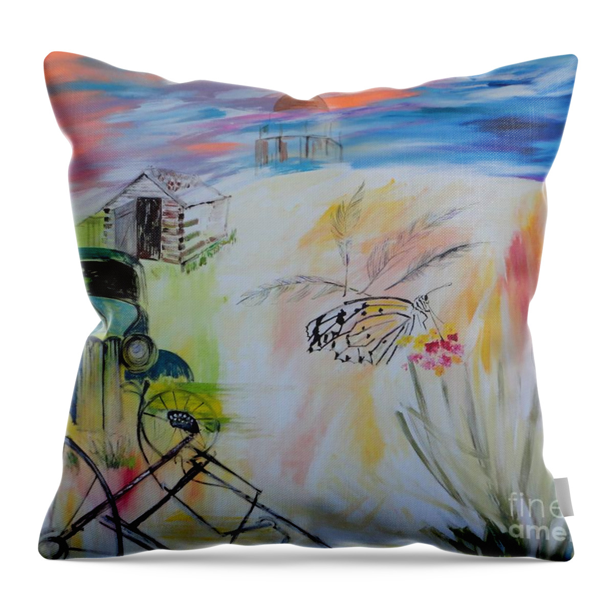 Lincoln Throw Pillow featuring the painting Lincoln Nebraska by PainterArtist FIN