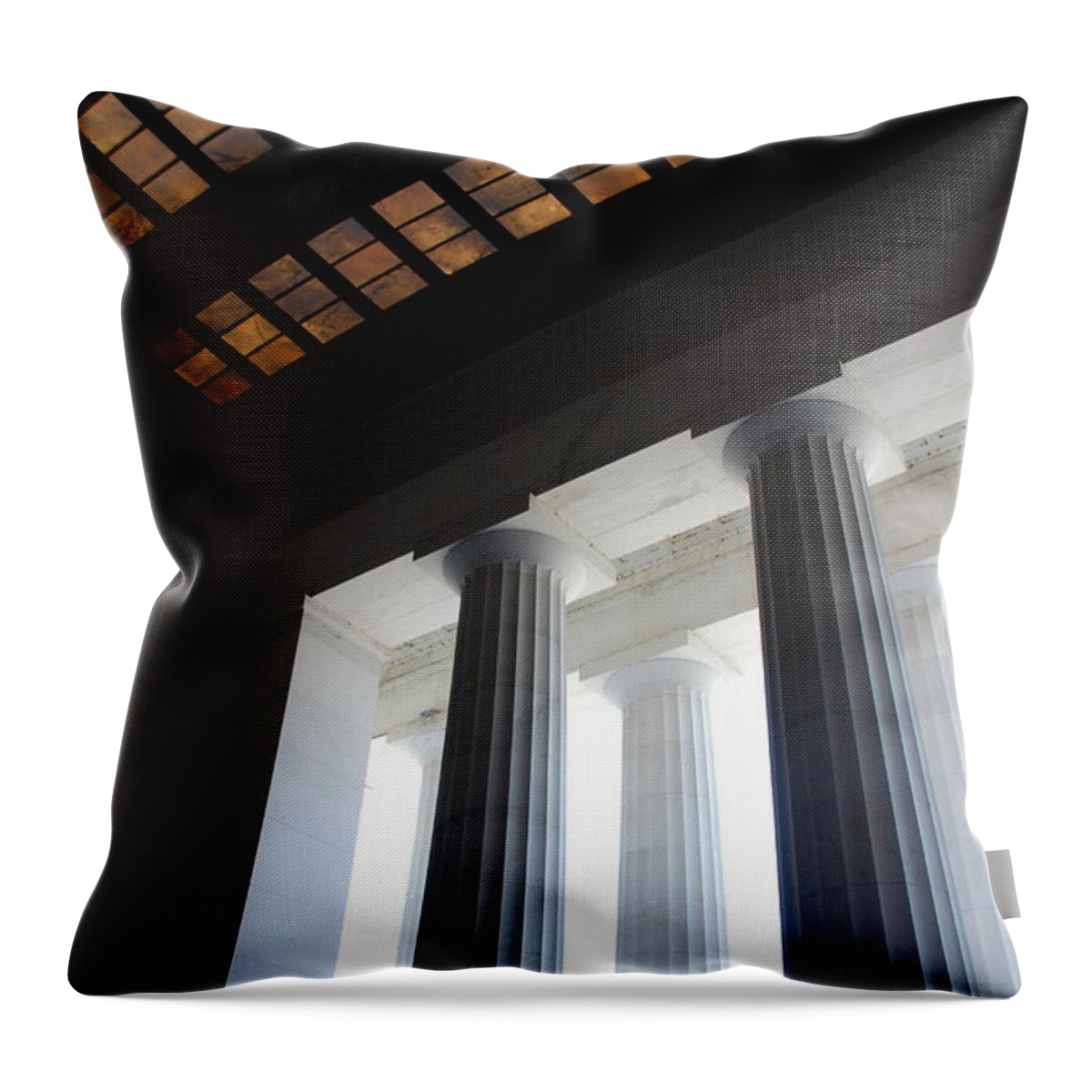 Washington Throw Pillow featuring the photograph Lincoln Stained Glass and Columns by Kenny Glover