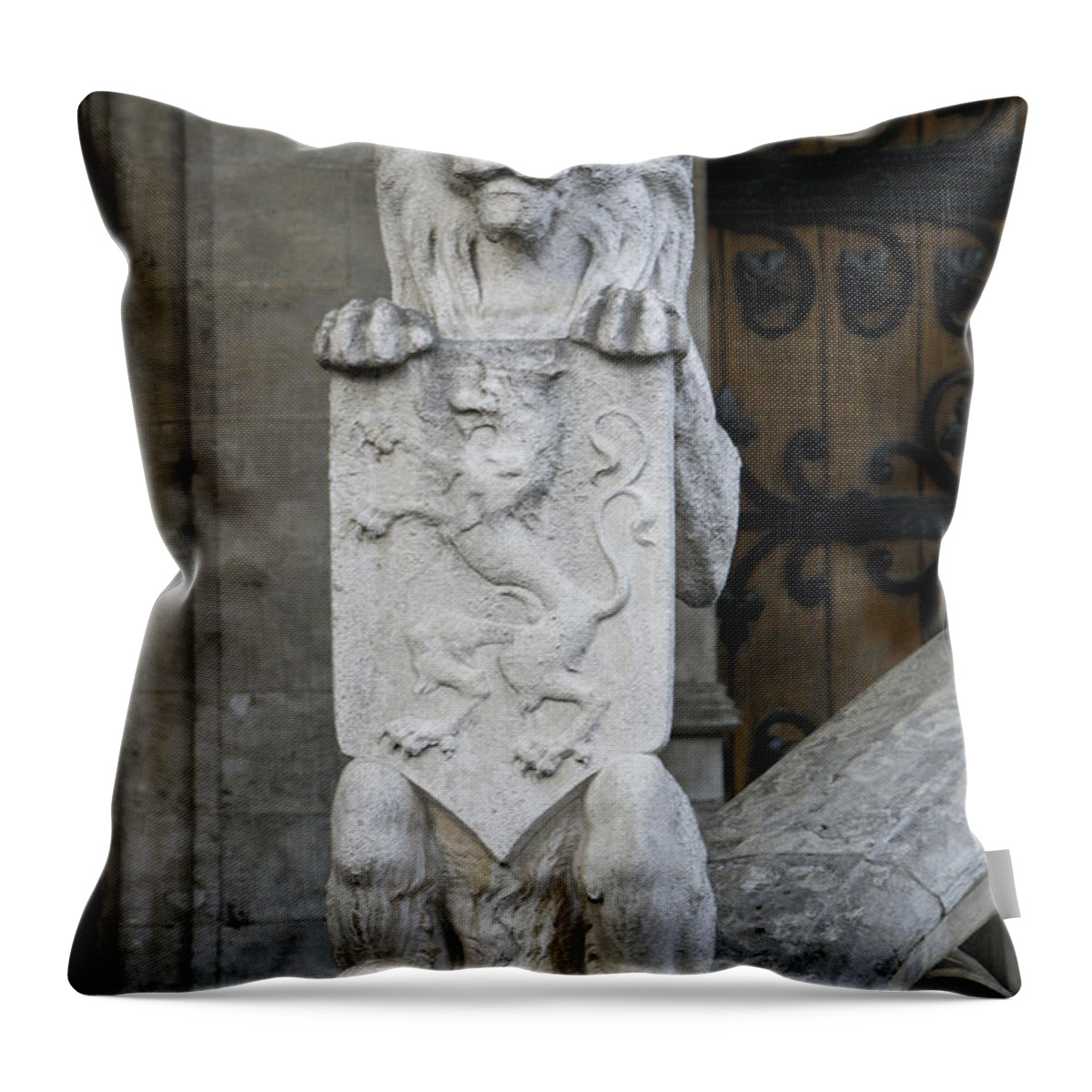 Brussels Throw Pillow featuring the photograph Lion Sculpture by Brian Kamprath