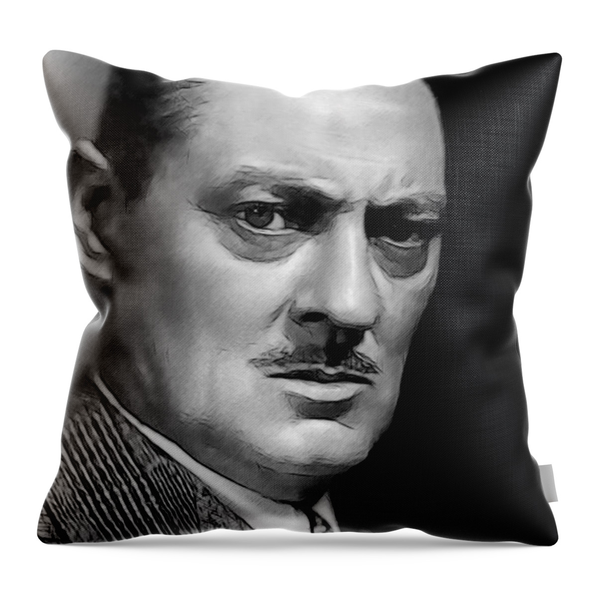 Celebrity Throw Pillow featuring the drawing Lionel Barrymore 001 by Dean Wittle
