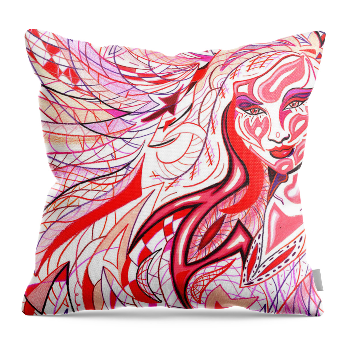 Lipstick Throw Pillow featuring the drawing Lipstick by Danielle R T Haney