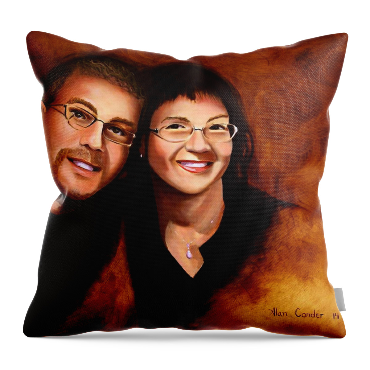 Portrait Throw Pillow featuring the painting Lisa and Me by Alan Conder