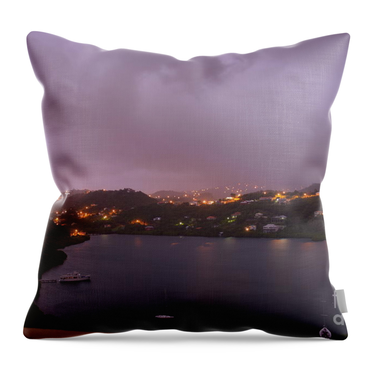 Grenada Throw Pillow featuring the photograph Lit Up By Lightening by Laura Forde