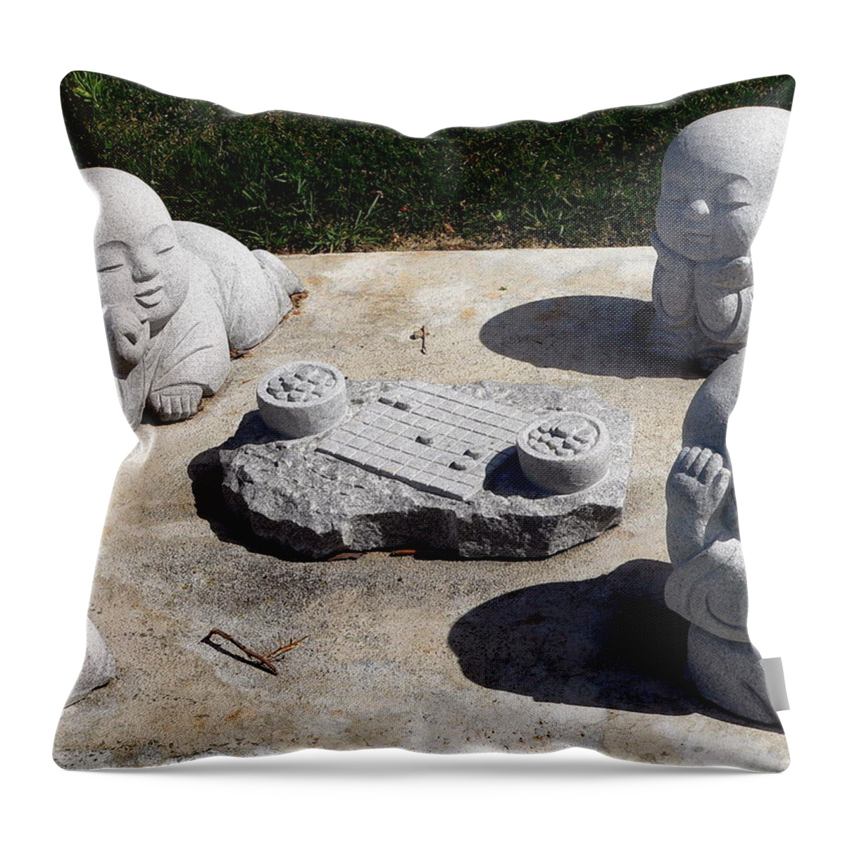 Buddhist Throw Pillow featuring the photograph Little Buddha Boys by Jeff Lowe