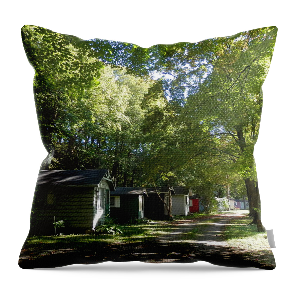 Cabins Throw Pillow featuring the photograph Little Cabins 1 by Pema Hou