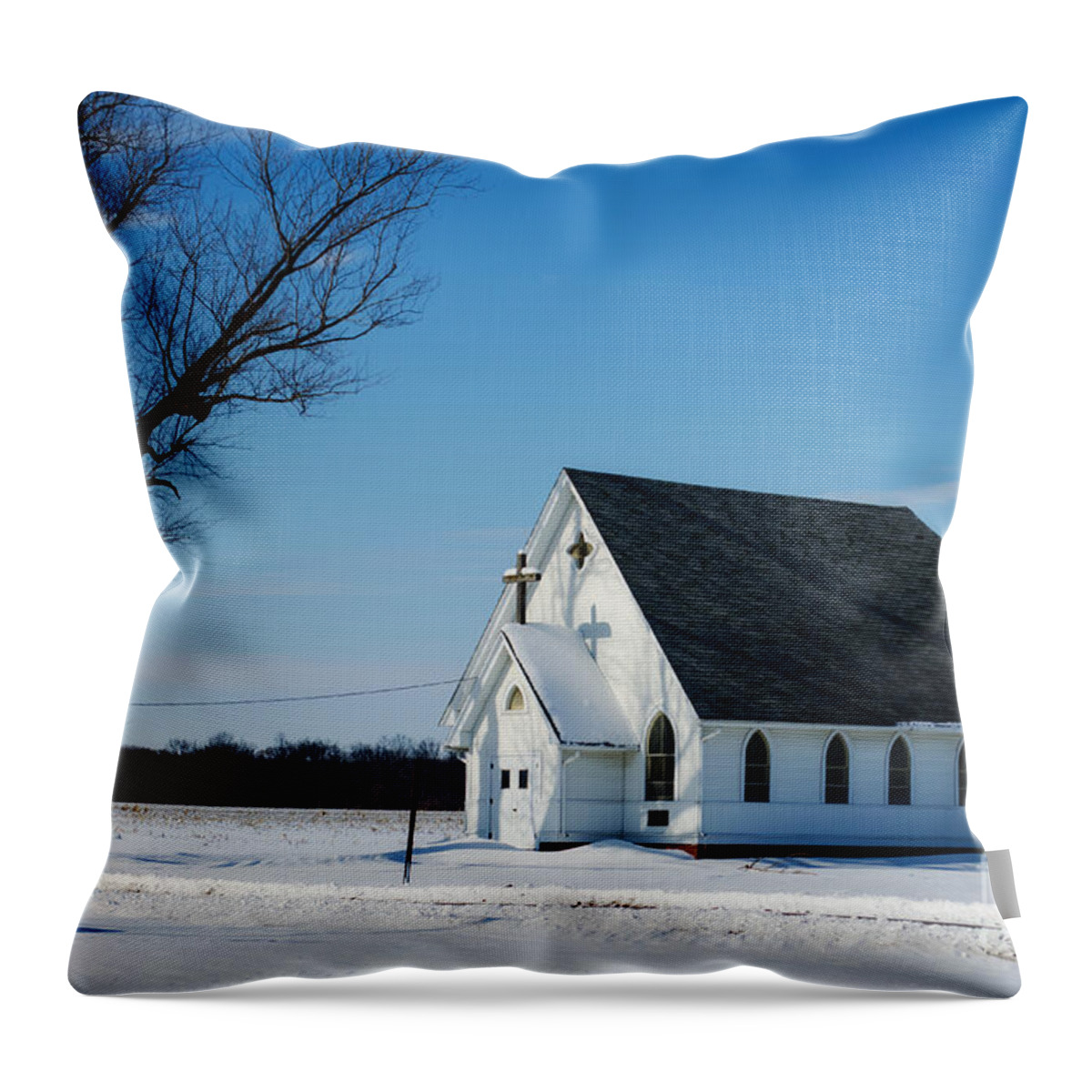 Little Church On The Prairie Throw Pillow featuring the photograph Little Church On The Prairie by Luther Fine Art