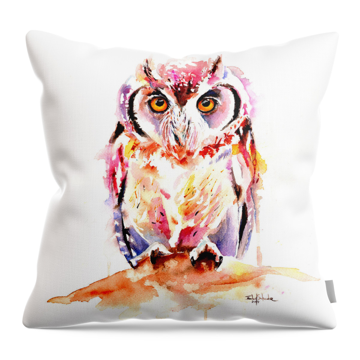 Painting Throw Pillow featuring the painting Little Owl by Isabel Salvador