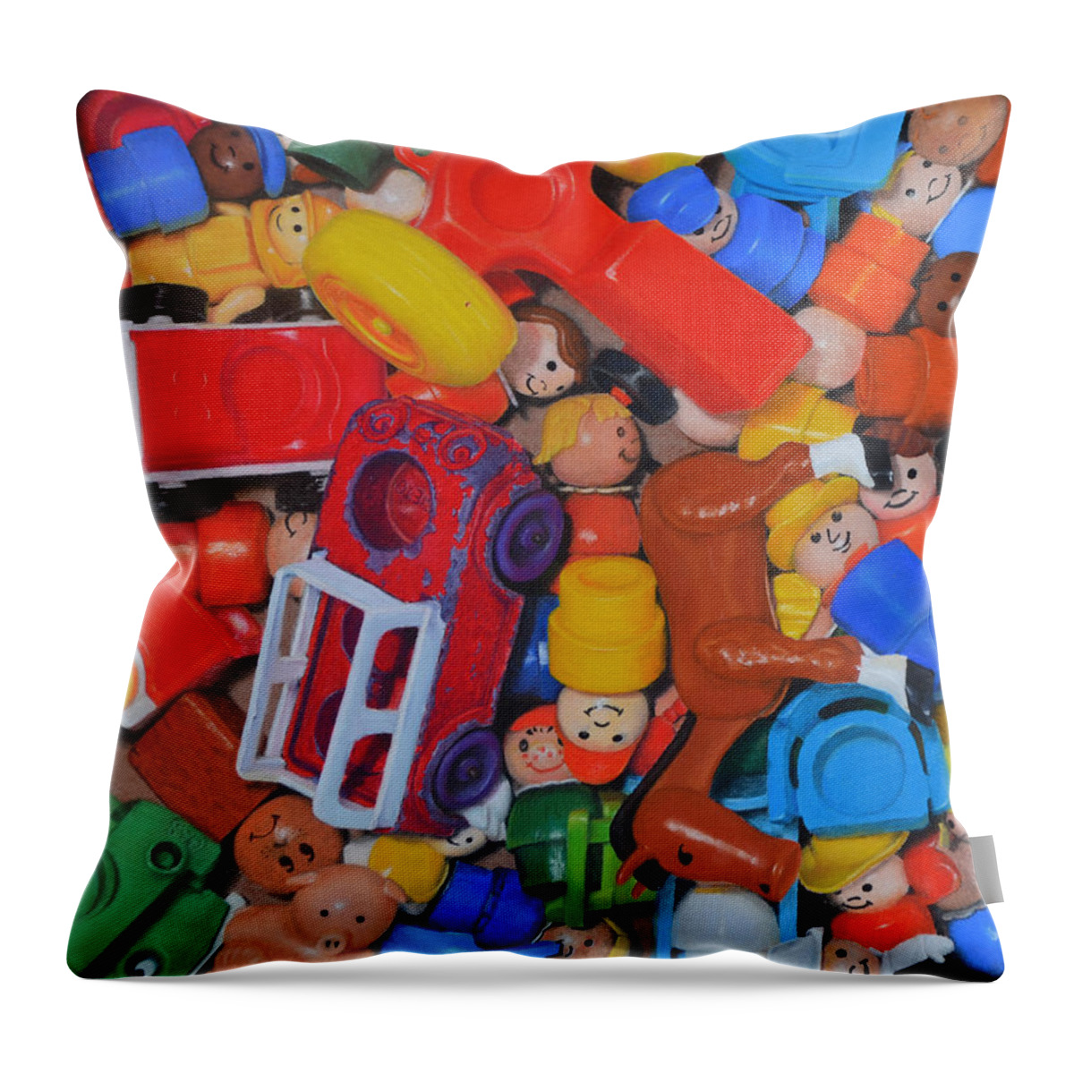 Toy Throw Pillow featuring the painting Little Peoples by Joanne Grant