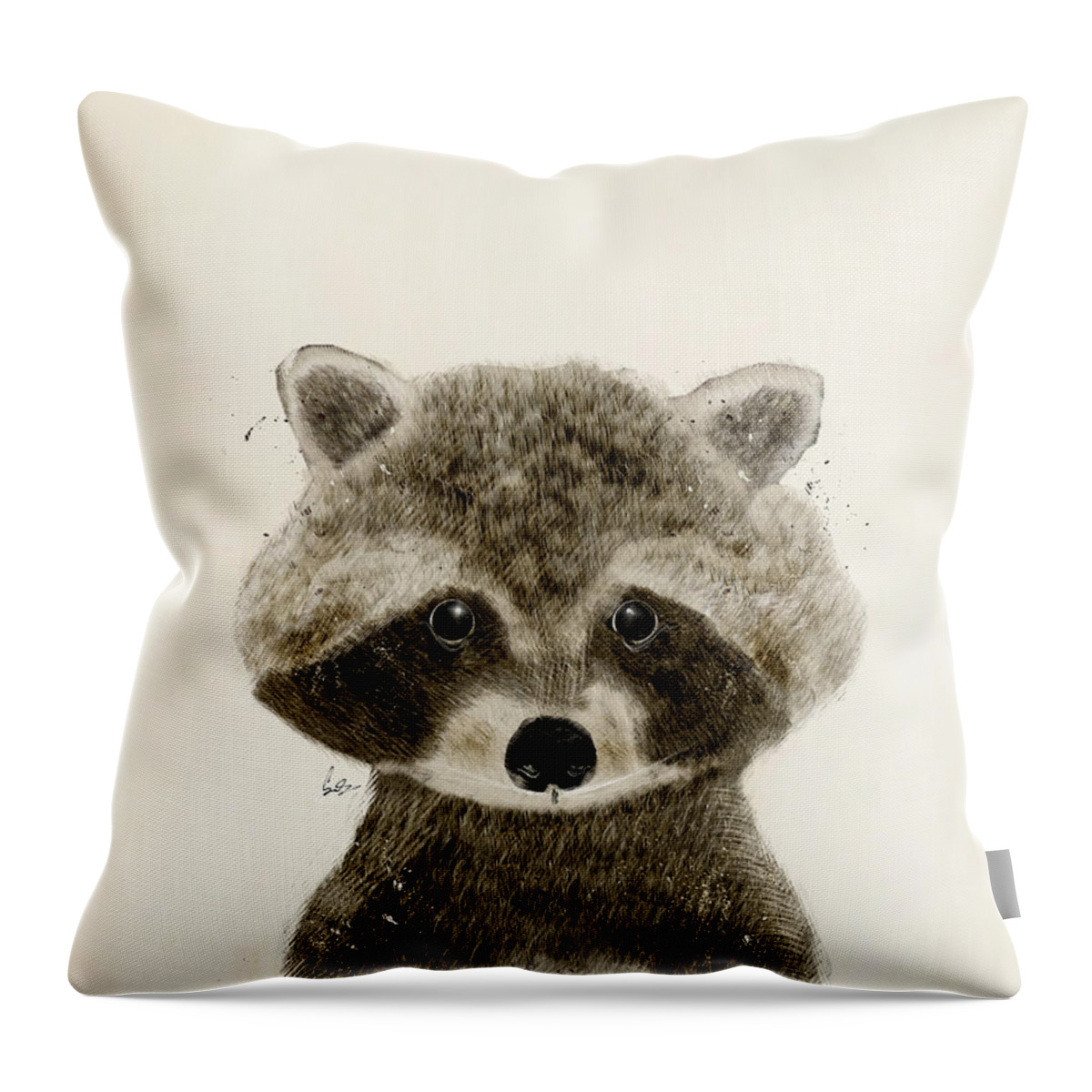 #faatoppicks Throw Pillow featuring the painting Little Raccoon by Bri Buckley