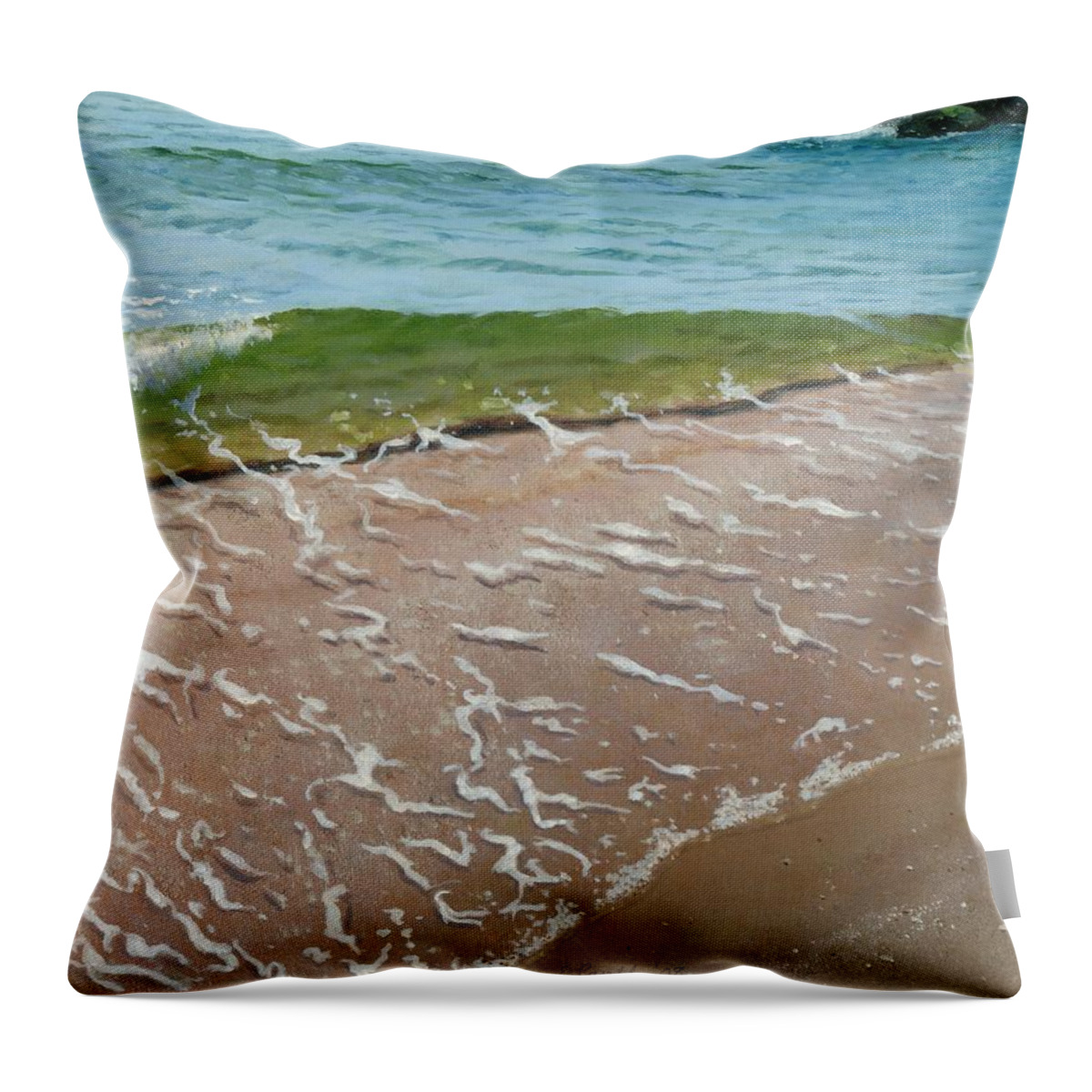 Painting Throw Pillow featuring the painting Little wave by Ellen Paull