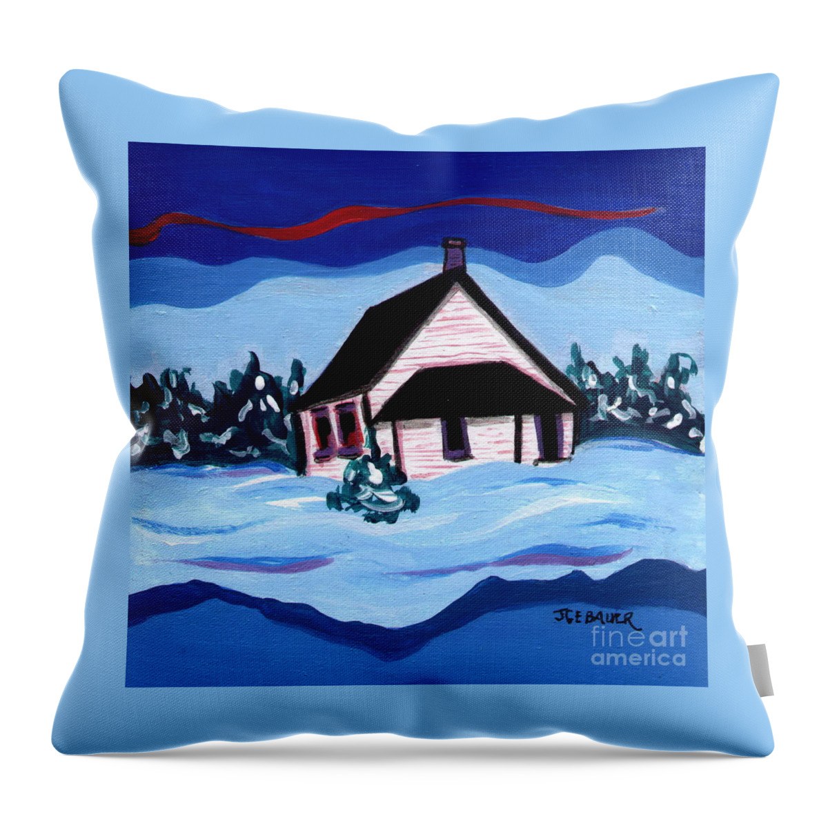 Schoolhouse Throw Pillow featuring the painting Little White Schoolhouse by Joyce Gebauer