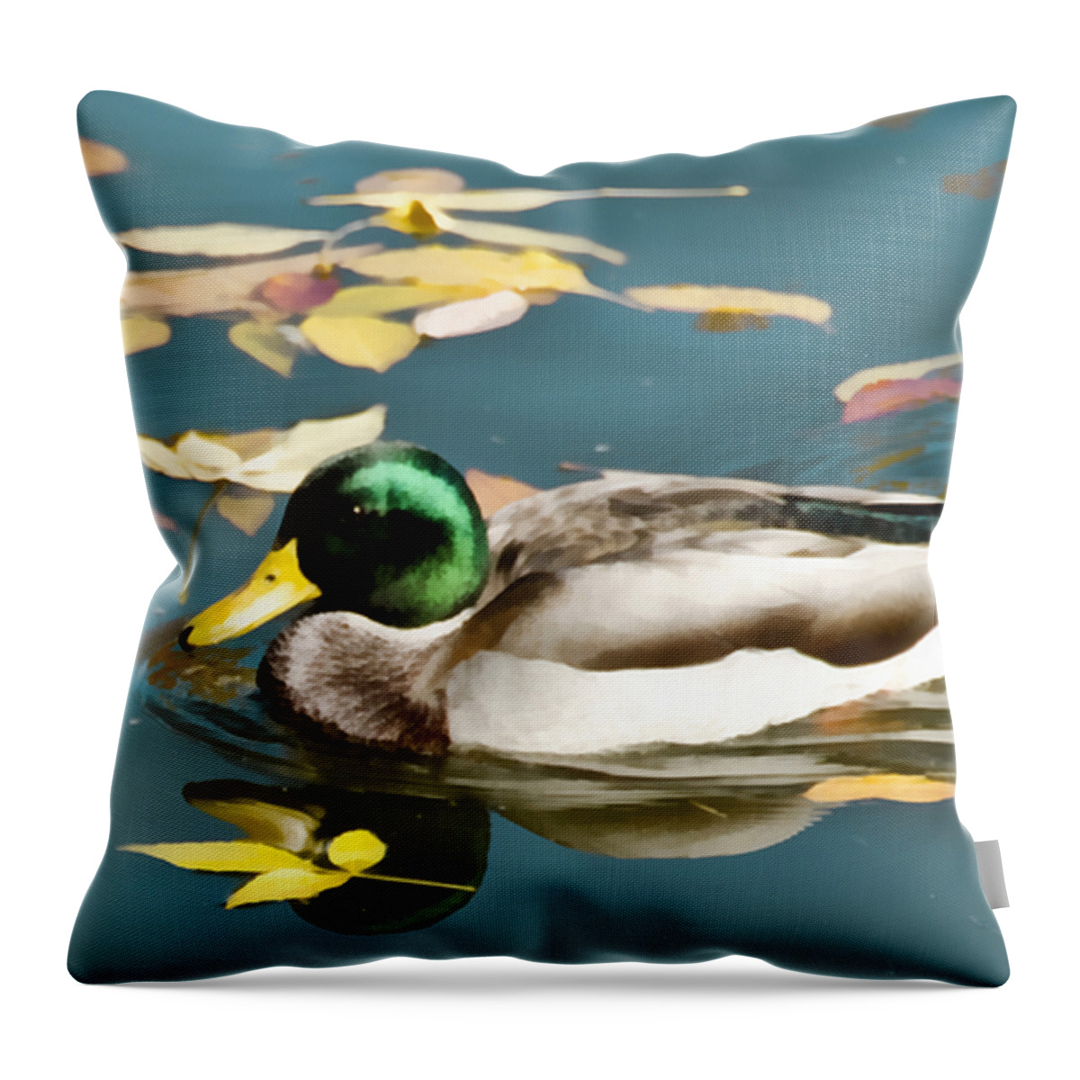 Colorado Throw Pillow featuring the mixed media Littleton Pond 5 Closeup by Angelina Tamez