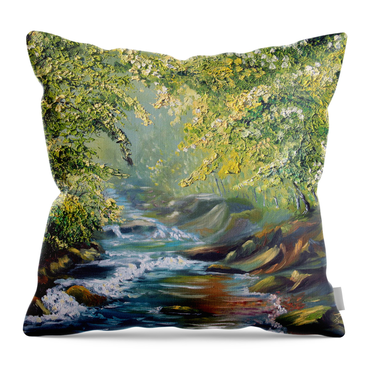 Nature Throw Pillow featuring the painting Living Water by Meaghan Troup